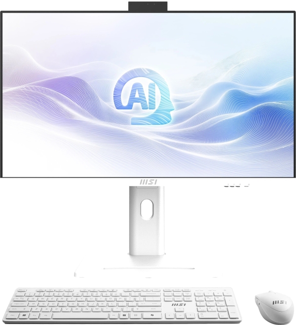 Технопапа · Моноблок MSI Modern AM273QP AI 1UM-095XRU 27" WQHD Core Ultra 7 155H (1.4) 16Gb SSD1Tb Graphics CR без ОС 2.5xGbitEth WiFi BT 150W клавиатура мышь Cam белый 2560x1440