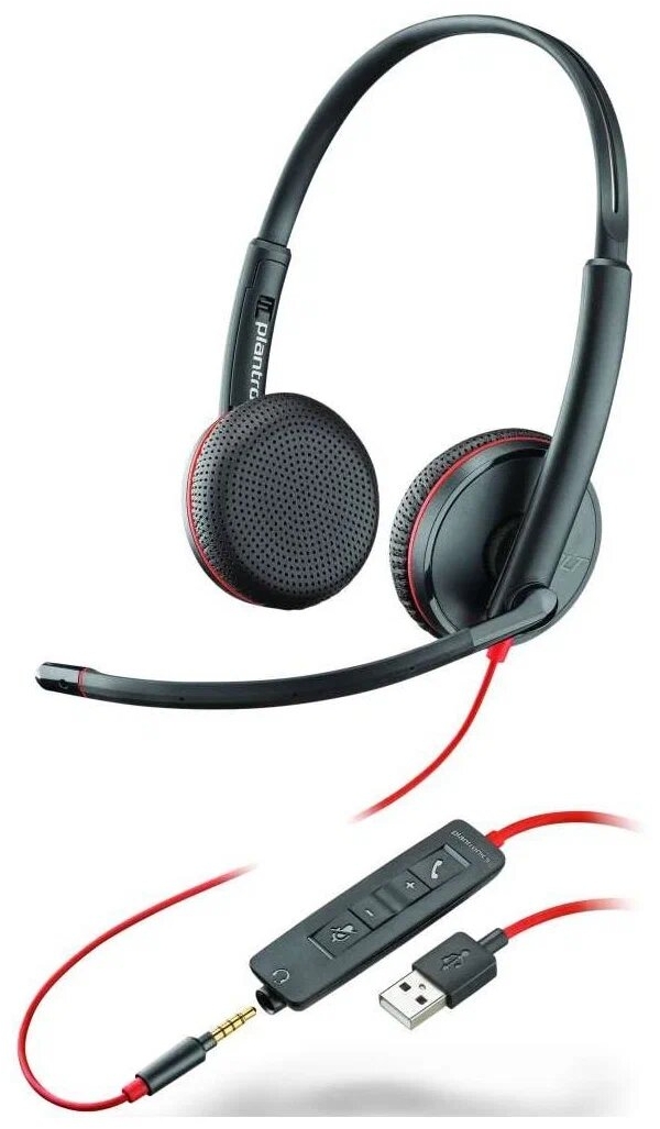 Технопапа · Наушники с микрофоном PLANTRONICS Blackwire C3225, черный/красный