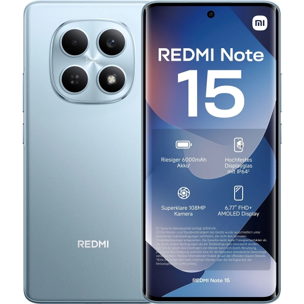 Технопапа · Смартфон Xiaomi Redmi Note 15 4G 8/128Gb, 6.77", AMOLED, , NFC, голубой, Glacier Blue