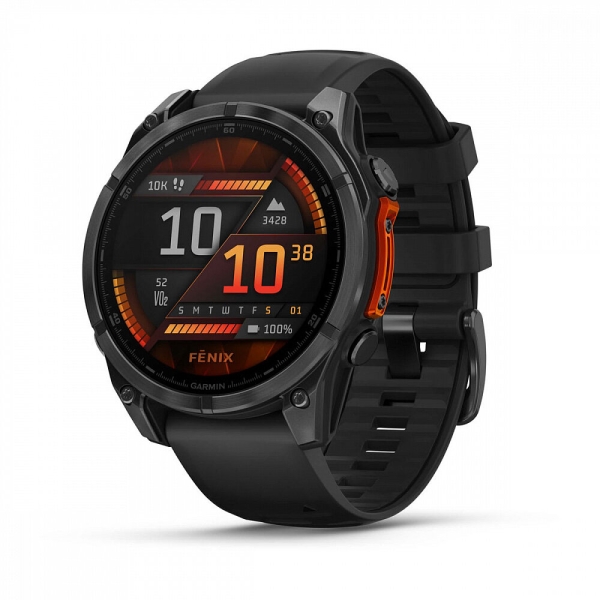 Технопапа · Умные часы Garmin Fenix 8 47 мм AMOLED, серый/черный силиконовый ремешок (010-02904-00)