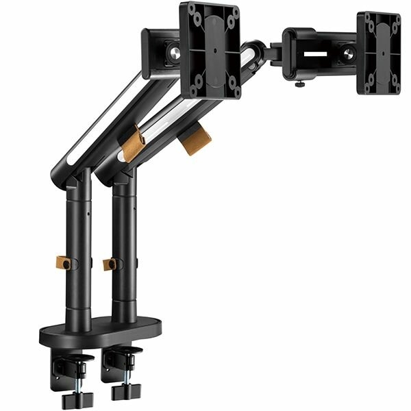 Технопапа · Настольный наклонно-поворотный кронштейн для 2 мониторов Ultramounts UM727B (чёрный)