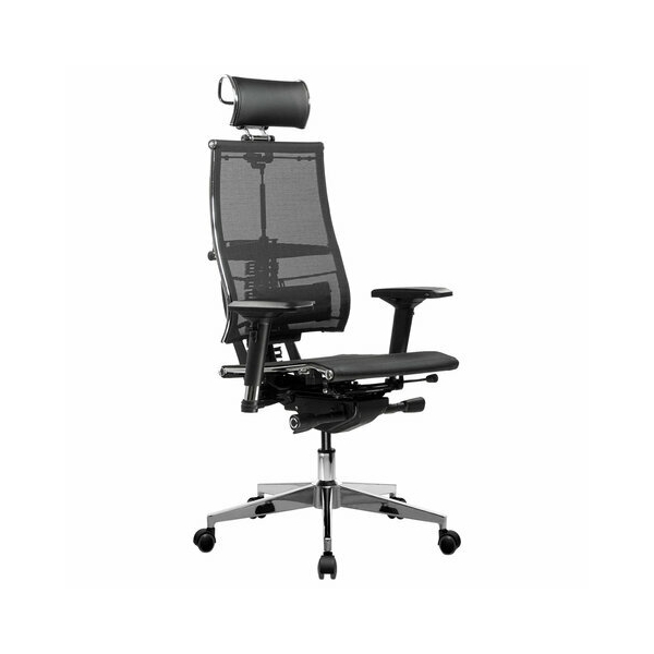 Технопапа · Кресло метта "YOGA" Y 4DF B2-5D, адаптивная спинка, 3D-подголовник, сверхпрочная сетка, черное (533003)