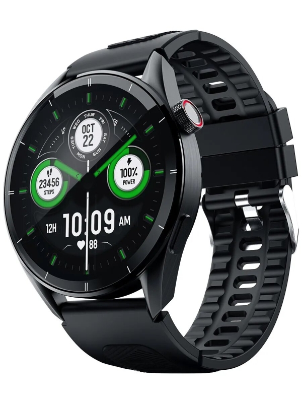 Технопапа · Умные часы TECNO WP03, черные, с силиконовым браслетом, AMOLED экран, 1.43"