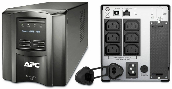 Технопапа · ИБП APC Smart-UPS SMT750I,750 ВА, 6 розеток, cинусоидальный сигнал; Защита от перегрузки и КЗ